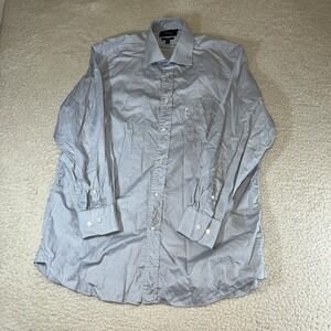 Faconnable Classique Men's Dress Shirt 16 Light Blue Cotton Long Sleeve